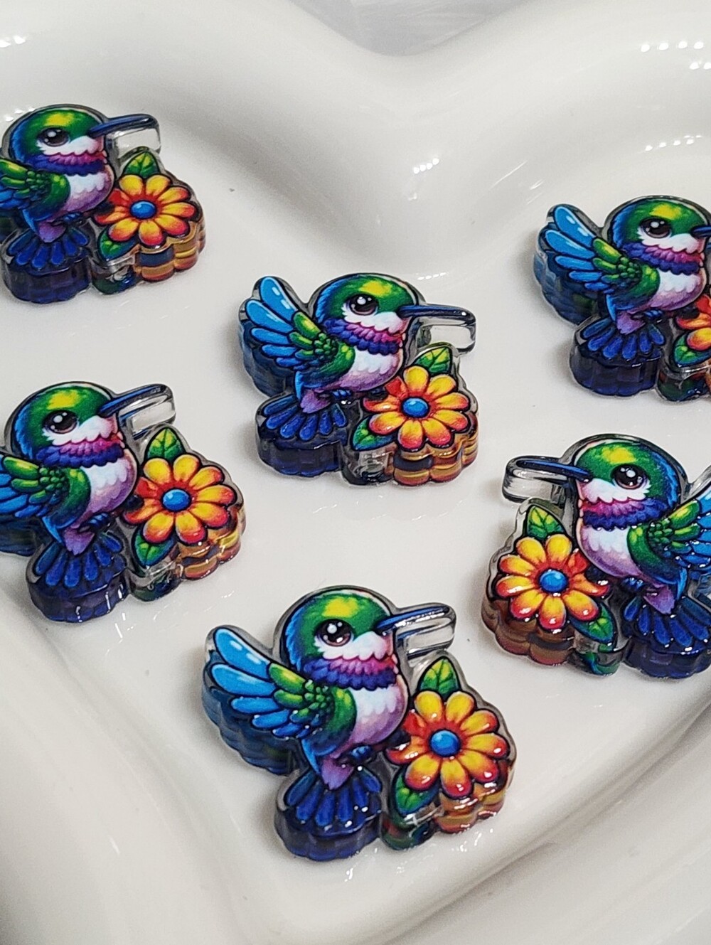 Hummingbird Beads 2 Pcs Crafts Jewelry Making Beaded Pen Badge Magnet Keychain